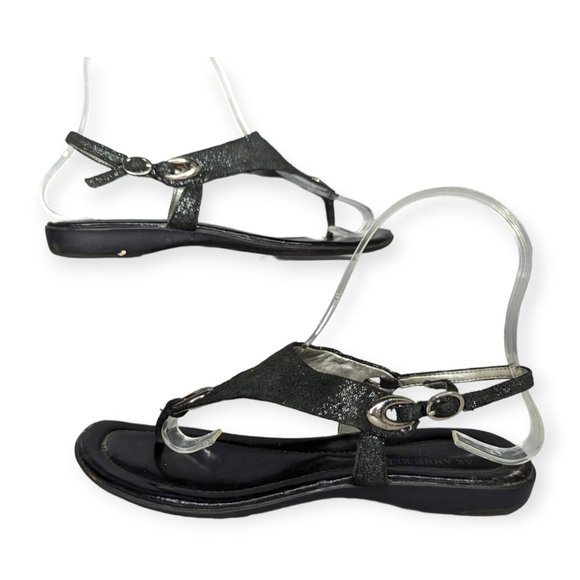 AK Anne Klein InFlex Black & Glittery Sandals Size 6 - Picture 7 of 12